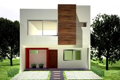 Casa moderna de dos pisos con terminado en piedra