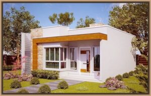 Casa moderna con árboles en el fondo