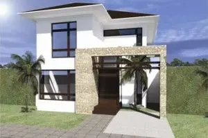 Casa moderna con un arco en piedra 