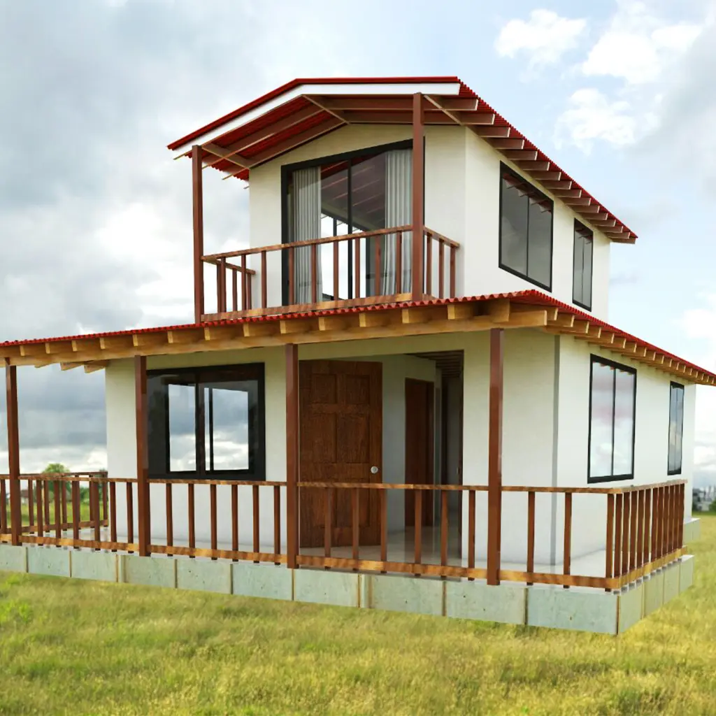 Casa de 2 pisos en un día soleado